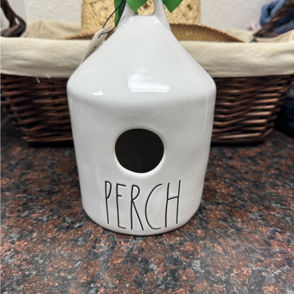 Rae Dunn perch White Ceramic Birdhouse
